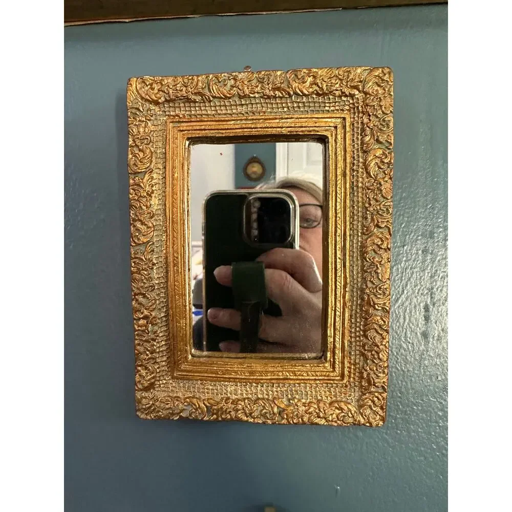 Vintage Ornate Gold Florentine Style Ornate Mini Square Mirror